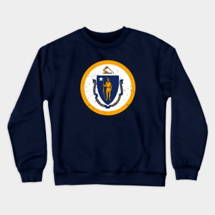 Retro Massachusetts State Flag // Vintage Massachusetts Grunge Emblem Crewneck Sweatshirt